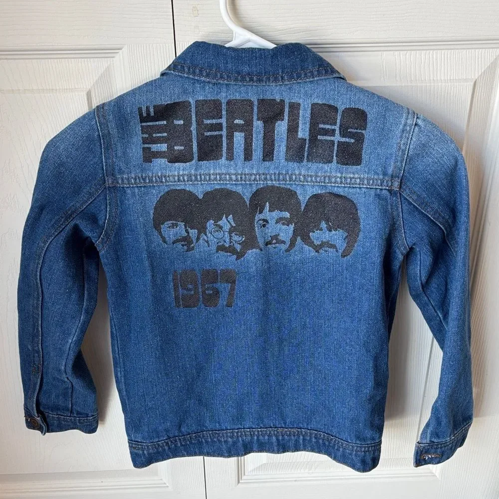 Junk Food Kids The Beatles boys girls retro patch Denim Jean Jacket M (8/10) EUC